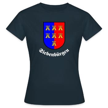 Siebenbürger-Sachsen Wappen "Siebenbürgen" - Frauen T-Shirt - Navy - Vorne - AI Model Female 172 dark (172cm)