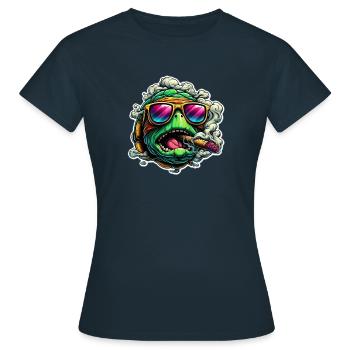 Crazy turtle smoking - Frauen T-Shirt - Navy - Vorne - AI Model Female 172 dark (172cm)