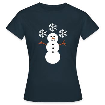 Schneemann - Frauen T-Shirt - Navy - Vorne - AI Model Female 172 dark (172cm)
