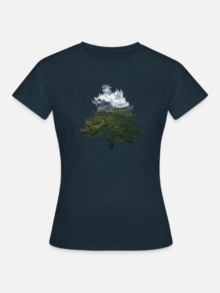 tree landscape - Frauen T-Shirt - Navy