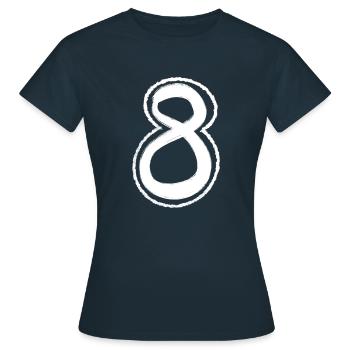 8 Huit chiffres Peint à la main Idée cadeau blanche - T-shirt Femme - marine - Devant - AI Model Female 172 dark (172cm)
