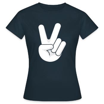 Liebe Freiheit Friede Hoffnung Zeichen Handzeichen - Frauen T-Shirt - Navy - Vorne - AI Model Female 172 dark (172cm)