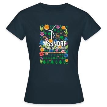 2024 NATURPARK HOHE MARK WSSNDRF trans - Frauen T-Shirt - Navy - Vorne - AI Model Female 172 dark (172cm)