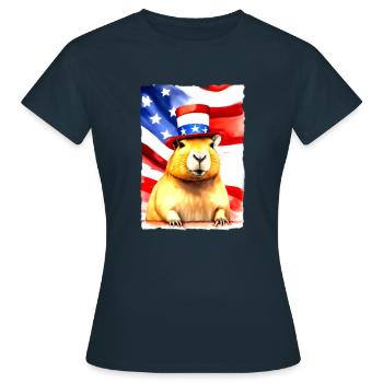 rongeur "Capybara Président" - T-shirt Femme - marine - Devant - AI Model Female 172 dark (172cm)