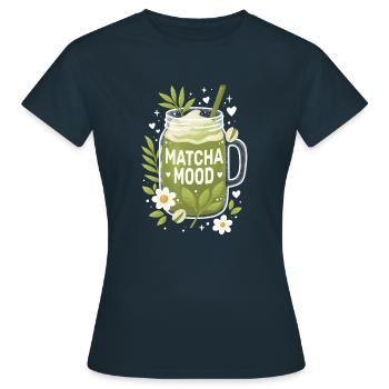 Matcha Mood – Grüner Tee/Matcha - Frauen T-Shirt - Navy - Vorne - AI Model Female 172 dark (172cm)