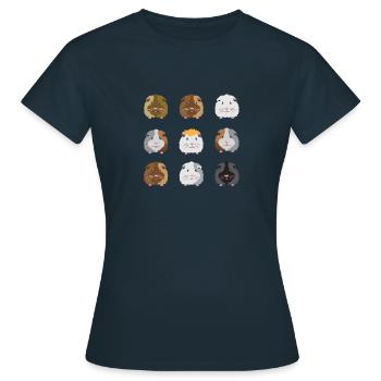 Neun Meerschweinchen Gesichter - Frauen T-Shirt - Navy - Vorne - AI Model Female 172 dark (172cm)