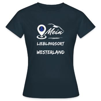 Westerland mein Lieblingsort-Lieblingsinsel Sylt - Frauen T-Shirt - Navy - Vorne - AI Model Female 172 dark (172cm)