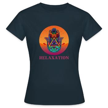Talisman Hand of Hamsa Yoga Meditation Hindu - Frauen T-Shirt - Navy - Vorne - AI Model Female 172 dark (172cm)