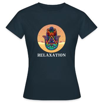 Talisman Hand of Hamsa Yoga Meditation Hindu - Frauen T-Shirt - Navy - Vorne - AI Model Female 172 dark (172cm)