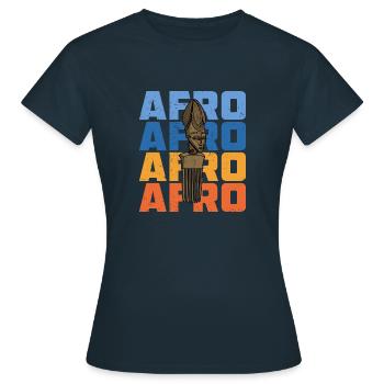 Frisur Kultur Afrika Afro Geschichte Afrikanische - Frauen T-Shirt - Navy - Vorne - AI Model Female 172 dark (172cm)