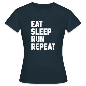 Essen, Schlafen, Wiederholen - Frauen T-Shirt - Navy - Vorne - AI Model Female 172 dark (172cm)