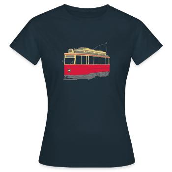 Hamburger Straßenbahn - Frauen T-Shirt - Navy - Vorne - AI Model Female 172 dark (172cm)