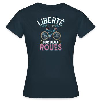 Liberté sur deux roues - T-shirt Femme - marine - Devant - AI Model Female 172 dark (172cm)