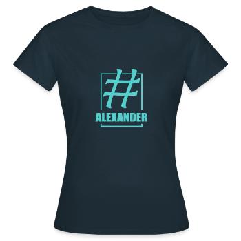 Social Media Hashtag ALEXANDER Alex Alexander - Frauen T-Shirt - Navy - Vorne - AI Model Female 172 dark (172cm)