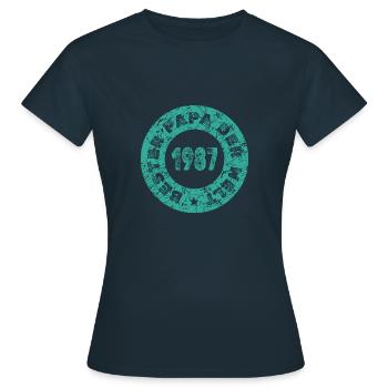 Bollerwagen 1987 - Frauen T-Shirt - Navy - Vorne - AI Model Female 172 dark (172cm)