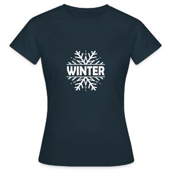Winter Schnee Schneeflocke - Frauen T-Shirt - Navy - Vorne - AI Model Female 172 dark (172cm)