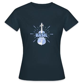 First name Basil - Women's T-Shirt - navy - Front - AI Model Female 172 dark (172cm)