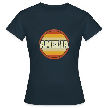 Vorname Amelia - Frauen T-Shirt - Navy - Vorne - AI Model Female 172 dark (172cm)