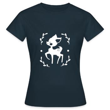 Rehkitz Zootier Tierfreund Naturschutz - Frauen T-Shirt - Navy - Vorne - AI Model Female 172 dark (172cm)