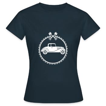 Oldtimer - Auto Nostalgisch Fahrzeuge - Frauen T-Shirt - Navy - Vorne - AI Model Female 172 dark (172cm)