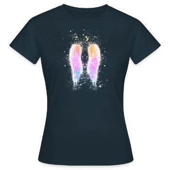 angelwings,flügel,aquarell,engelsflügel,pastell - Frauen T-Shirt - Navy - Vorne - AI Model Female 172 dark (172cm)