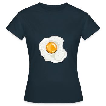 Spiegelei Pfanne Eigelb Eiweiß - Frauen T-Shirt - Navy - Vorne - AI Model Female 172 dark (172cm)