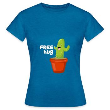 Cactus Hug - Women's T-Shirt - antique blue sapphire heather - Front - AI Model Female 172 dark (172cm)