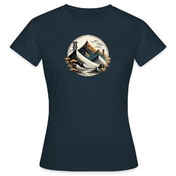 Landschaft im chinesischen Stil, traditionelle Zeichnung, Tusche - Frauen T-Shirt - Navy - Vorne - AI Model Female 172 dark (172cm)