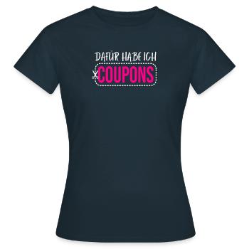 Coupon Gutschein Sparen - Frauen T-Shirt - Navy - Vorne - AI Model Female 172 dark (172cm)