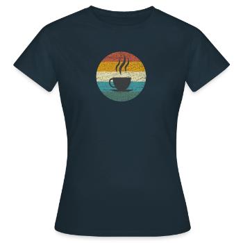 Retro Vintage Sunset Kaffee - Frauen T-Shirt - Navy - Vorne - AI Model Female 172 dark (172cm)