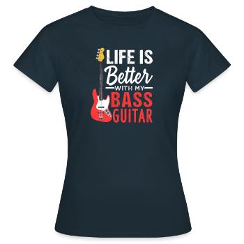 Bassgitarre E-Bass Leben - Frauen T-Shirt - Navy - Vorne - AI Model Female 172 dark (172cm)