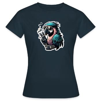 Entspannter Papagei mit Sonnenbrille - Frauen T-Shirt - Navy - Vorne - AI Model Female 172 dark (172cm)