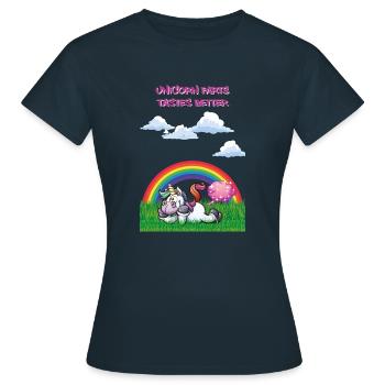 Unicorn farts tasts taste better unicorn farts - Women's T-Shirt - navy - Front - AI Model Female 172 dark (172cm)