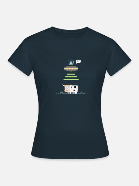 Alien abducting Cow - Frauen T-Shirt - Navy