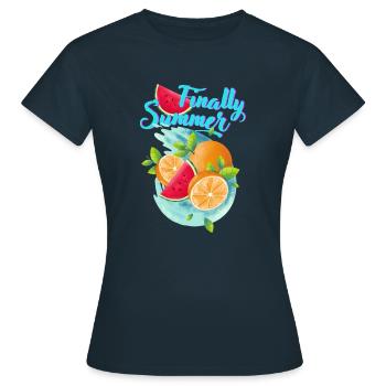 Enfin l’été - T-shirt Femme - marine - Devant - AI Model Female 172 dark (172cm)