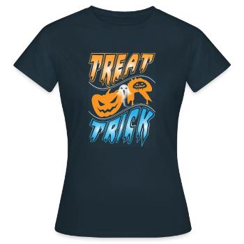 Happy Halloween Grusel Monster Spuk Horror Schreck - Frauen T-Shirt - Navy - Vorne - AI Model Female 172 dark (172cm)