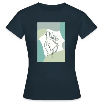 Hübsches Frauengesicht mit grünen Pastellfarben - Frauen T-Shirt - Navy - Vorne - AI Model Female 172 dark (172cm)