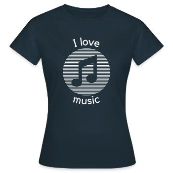 I love music - Frauen T-Shirt - Navy - Vorne - AI Model Female 172 dark (172cm)
