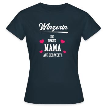Winzerin Beste Mama Muttertag Geburtstag Winzerei - Frauen T-Shirt - Navy - Vorne - AI Model Female 172 dark (172cm)