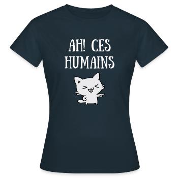 ah! ces humains - T-shirt Femme - marine - Devant - AI Model Female 172 dark (172cm)