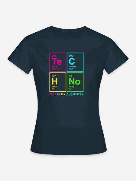 Te-C-H-No Periodensystem von Techno, EDM, Rave DJ - Frauen T-Shirt - Navy