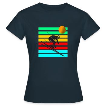 skiing Ski resort ski jumping Skiers Gift - Women's T-Shirt - navy - Front - AI Model Female 172 dark (172cm)
