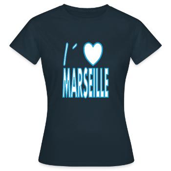 Né à Marseille Marseille France Cadeau - T-shirt Femme - marine - Devant - AI Model Female 172 dark (172cm)