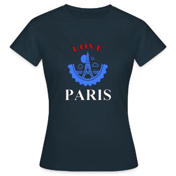 Ich liebe Paris Eiffelturm Pariser Geschenk - Frauen T-Shirt - Navy - Vorne - AI Model Female 172 dark (172cm)