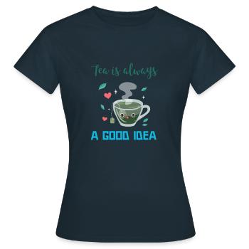 Tee trinken Teekanne Teetrinker Spruch Geschenk - Frauen T-Shirt - Navy - Vorne - AI Model Female 172 dark (172cm)