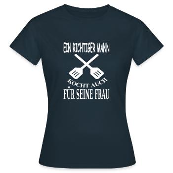 Kochen lecker essen Koch Chefkoch Kochlöffel gift - Frauen T-Shirt - Navy - Vorne - AI Model Female 172 dark (172cm)