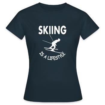 Ski fahren Skigebiet Skigebiet Winter Geschenkidee - Frauen T-Shirt - Navy - Vorne - AI Model Female 172 dark (172cm)