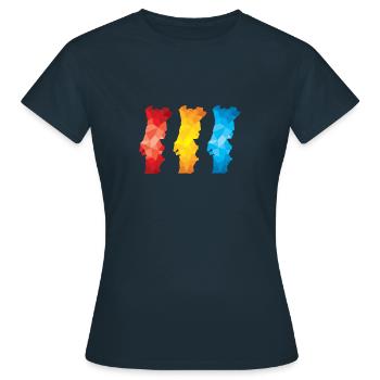 Streifen - Frauen T-Shirt - Navy - Vorne - AI Model Female 172 dark (172cm)