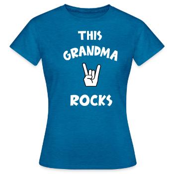 Grand-mère Grand-mère Rocks Rock and Roll Dicton - T-shirt Femme - bleu saphir antique chiné - Devant - AI Model Female 172 dark (172cm)