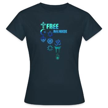 free religion,symbols,religion,cross,colorful - Women's T-Shirt - navy - Front - AI Model Female 172 dark (172cm)